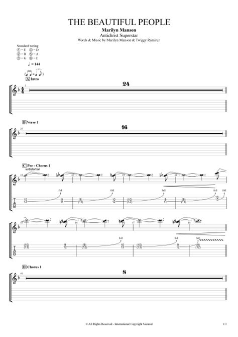 The Beautiful People Tab By Marilyn Manson Guitar Pro Full Score Mysongbook