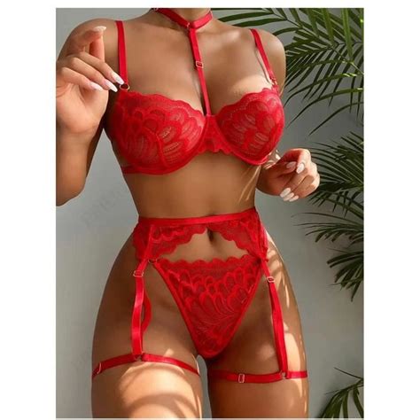 Ensemble De Lingerie Sexy En Dentelle Pour Femmes Soutien Gorge Et