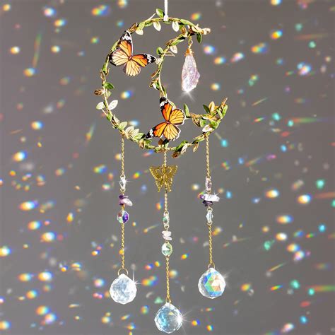 Decozion Crystal Suncatcher For Windows Moon Shaped With Enchanting