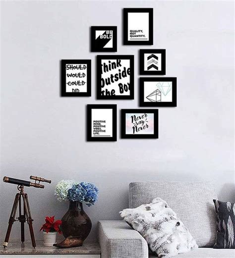 Buy Black Synthetic Wood Wall Photo Frame Set Of 7 By Art Street Online