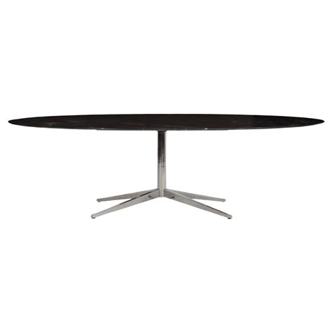 Florence Knoll Oval Emperador Marble Top Dining Table Conference Table