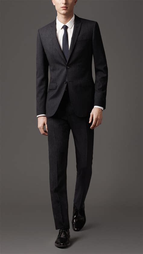 Burberry Modern Fit Virgin Wool Pinstripe Suit In Navy Blue For Men