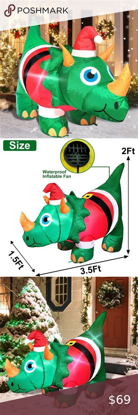 4ft Long Christmas Inflatables Santa Dinosaur Christmas Decorations