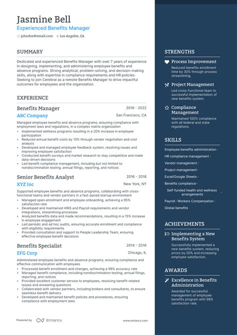 Benefits Manager Resume Examples Guide For