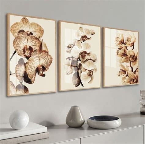 Kit 3 Quadros Decorativos Flores Orquídeas Casa Nude Moldura