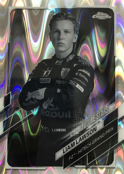 Liam Lawson 2021 Topps Chrome Formula 1 68 Black White RayWave