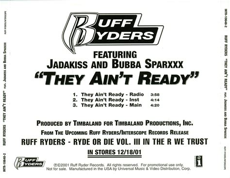 Promo Import Retail Cd Singles And Albums Ruff Ryders They Aint Ready Promo Cd Single 2001