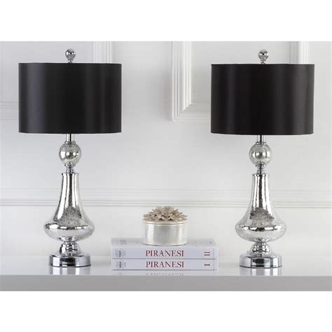 Safavieh Mercury 25 5 In Ivory Silver Crackle Glass Table Lamp Set Of 2 Lit4047b Set2 The