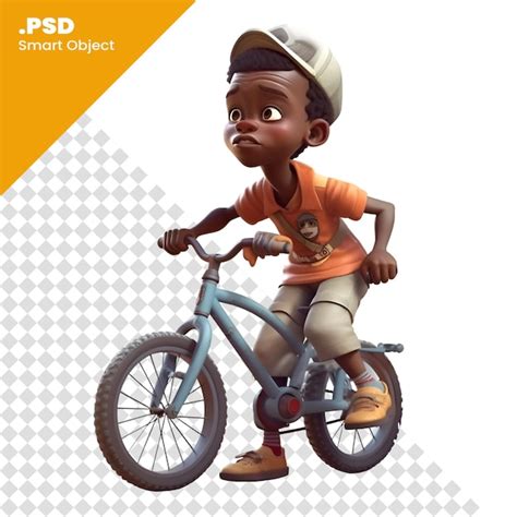 Rendu Numérique 3d D un Mignon Garçon Afro américain Faisant Du Vélo