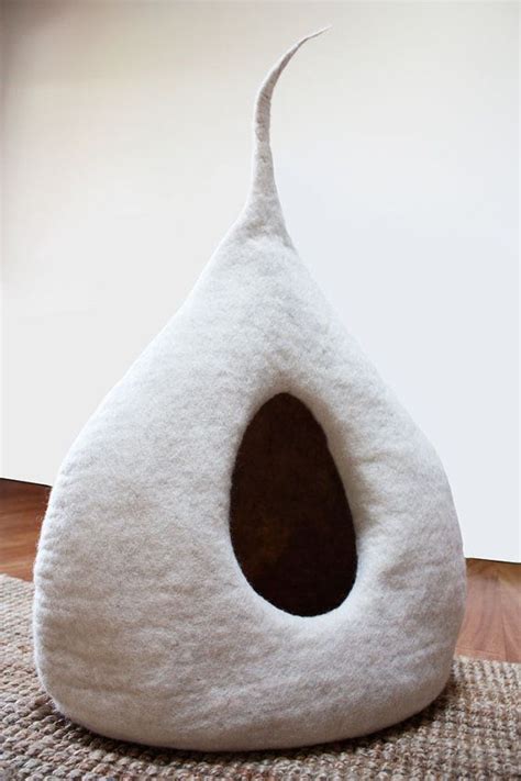 Cuccia In Feltro Per Gatto Cat Cave Gatto Naturale Beige Etsy Italia