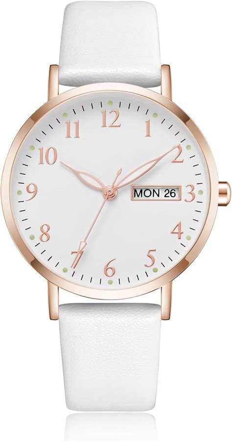 CIVO Montre Femme Cuir Blanc Élégant Design Montre Bracelet Femme