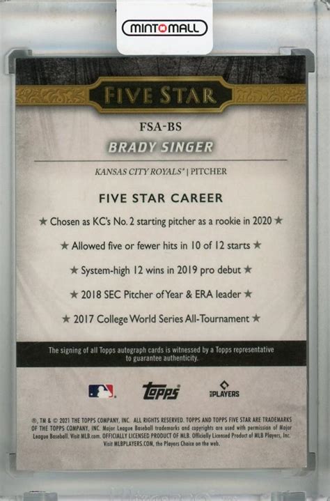 ミントモール MINT 浦和店 2021 Topps Five Star Kansas City Royals Brady