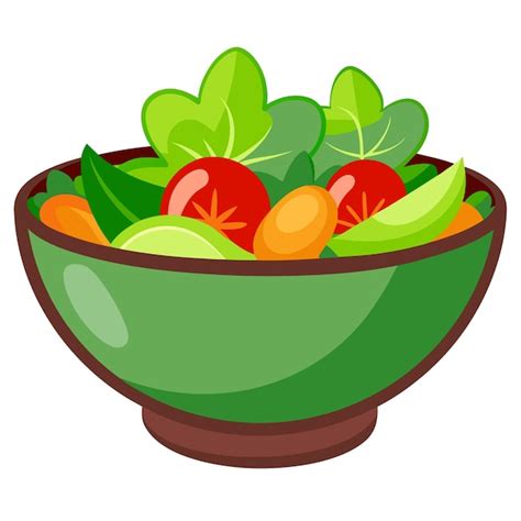 Salad Bowl Clipart Cartoon Style Vector Illustration Premium Ai