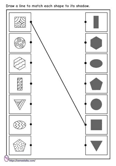 Shapes Matching Shadow Kindergarten Worksheets Free Printable