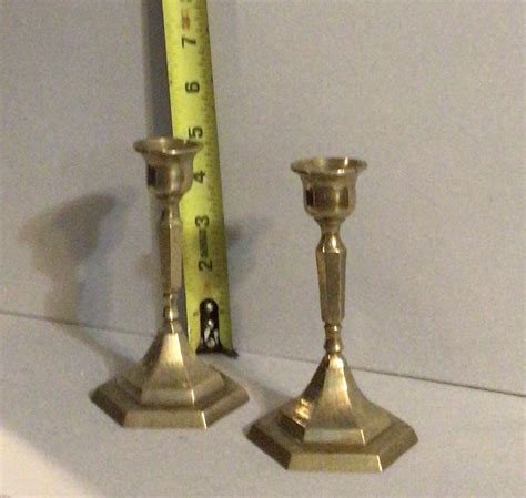 Vintage pair of brass candlesticks 4 5 inches สถานตำรวจภธรตากใบ