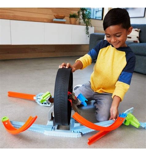 Hot Wheels Pista Competição Giratória Lançador GJM77 Mattel Pistas Magazine Luiza