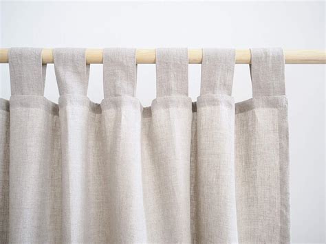 Natural Tab Top Linen Curtain Panel Linen Drapes Custom Length