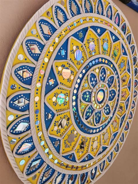 Mandala Clay Art Lippan Wall Art Indian Folk Art With Mirrors Indian