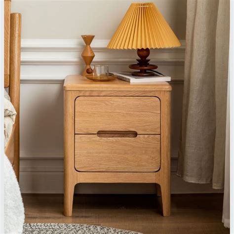 Seattle Natural Solid Oak Bedside Table Design 2 Archipro Nz