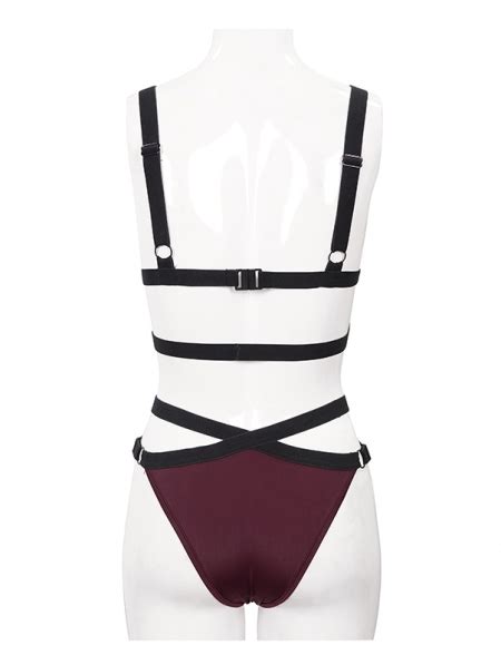 Black And Red Gothic Sexy Lace Two Piece Bikini Set Devilnight Co Uk