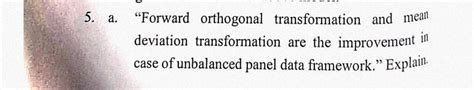 Solved a. "Forward orthogonal transformation and mean | Chegg.com