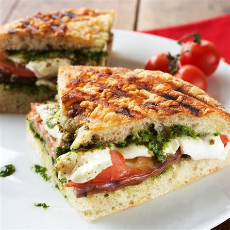 Grilled Fresh Mozzarella Tomato Pesto Panini Recipe Sur La Table