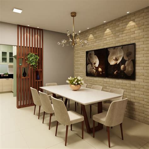 A Dining Room With A White Table Surrounded By Beige Chairs