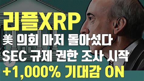 리플 Xrp 미 의회 마저 돌아섰다 Sec 규제 권한 조사 시작 1000 기대감 On 아직도 리플이 패소할 거 같나요