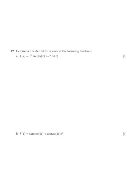 Solved 12 Determine The Derivative Of Each Of The Following