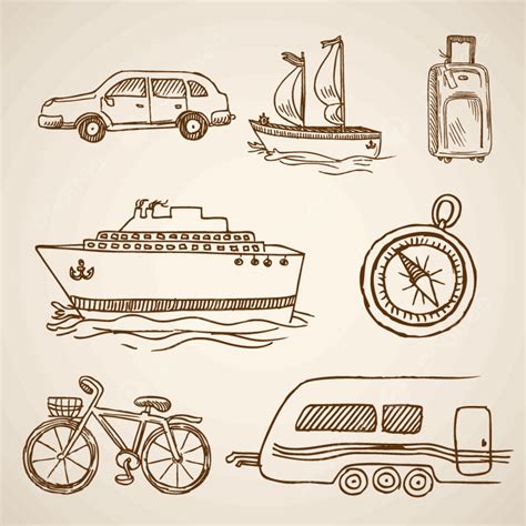 Hand Drawn Transport Vector Hd Png Images Hand Drawn Various Means Of