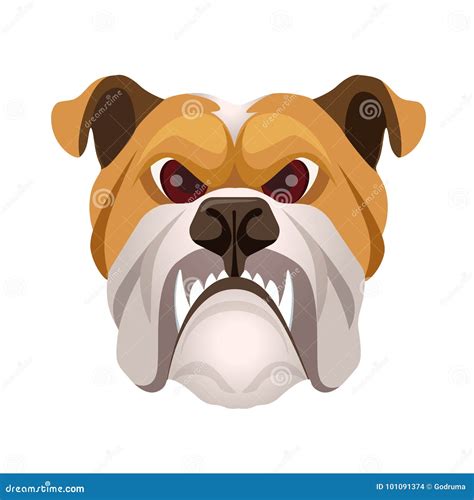 Angry Bulldog Face Colored in Beige and White Vector Realistic Stock ...