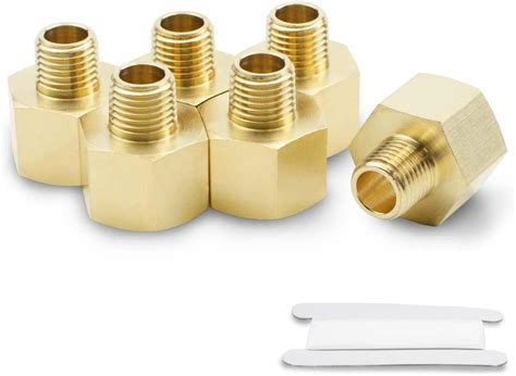 Bwintech 2 Pcs 1 4 Female To 3 8 Male NPT Thread Brass Hex Bushing