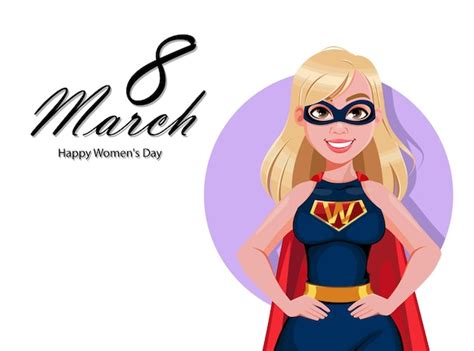 Belle Femme Blonde En Costume De Super Héros Vecteur Premium
