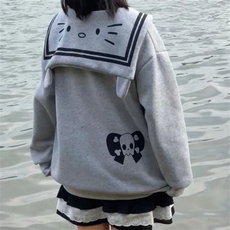 Hello Kitty Sanrio Sweatshirt Hoodies Kawaii Harajuku Women Korean