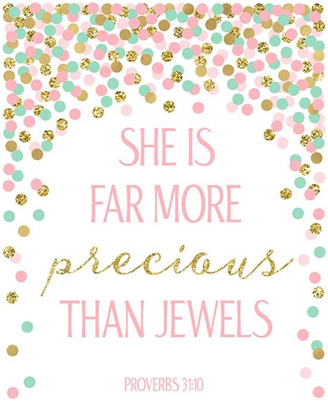 She Is Far More Precious Than Jewels Proverbs 31 10 Pink Mint Etsy