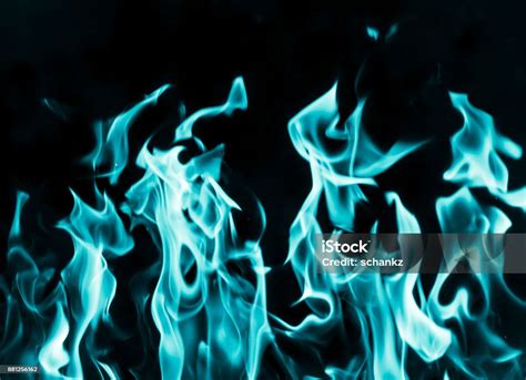 Blue Flame Fire On Black Background Stock Photo Download Image Now