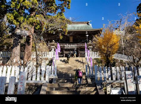 Mount Tsukuba Jinja Shrine Steps To Main Gate Tower Sanmon