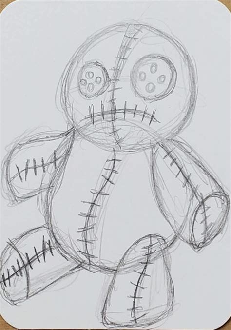 How to Draw a Voodoo Doll Step by Step (Easy) - Art by Ro