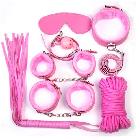 7pcs Set Sex Bondage Set Toys Flirting Restraint Handcuffs Whip Eye