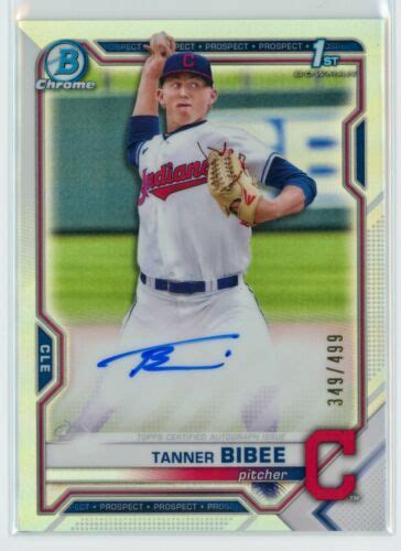 2021 Bowman Draft Tanner Bibee Chrome Auto Refractor 499 CDA TBI B