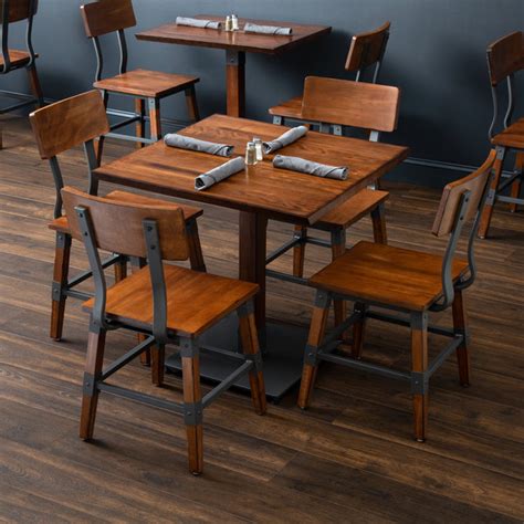 Lancaster Table And Seating Industrial 30 X 30 Solid Wood Live Edge Standard Height Table With