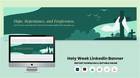 Holy Week Linkedin Banner In EPS Illustrator JPEG PSD PNG SVG