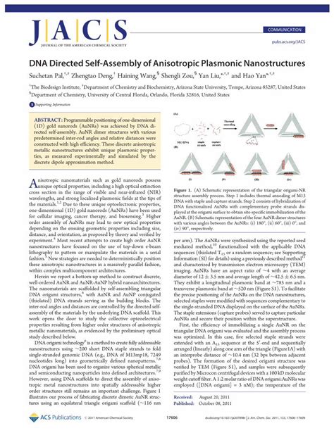 PDF DNA Directed Self Assembly Of Anisotropic Plasmonic