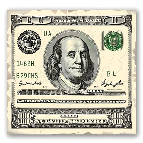 Detailed Of A Dollar Bill With Green Coloring On Isolated White