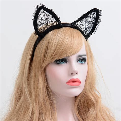 Dropshipping New Arrival Accessories Sexy Women Ladies Headwear Black Lace Headband Cat Ears