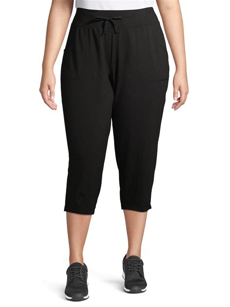 Athletic Works Womens Plus Size Pull On Core Knit Mid Rise Capris