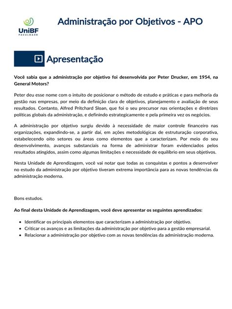 Administração por Objetivos: Fundamentos e Avanços | PDF | Cultura ...
