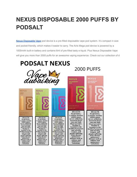 NEXUS DISPOSABLE 2000 PUFFS BY PODSALT By Vapedubaiking Issuu