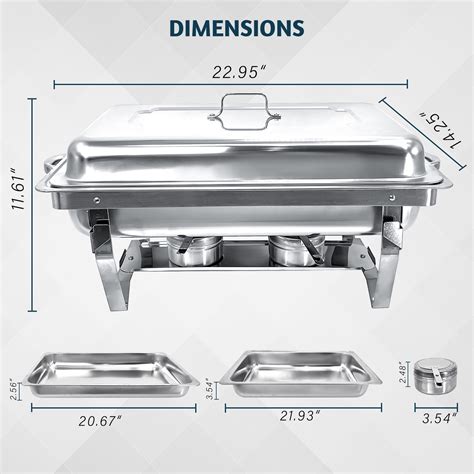 Jstuoke 8qt Stainless Steel Chafing Dishes 8 Packs Rectangular Food