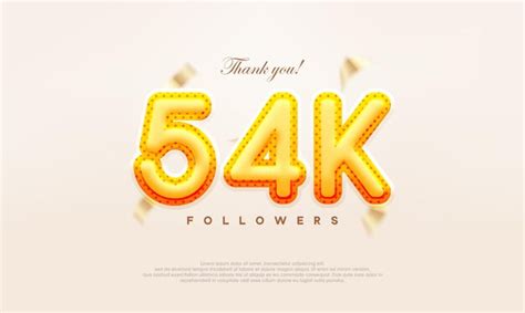 Premium Vector | Yellow gold number 54k thanks to followers modern and ...